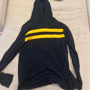 2XL Blue and Yellow Striped Hooded Sweatshirt